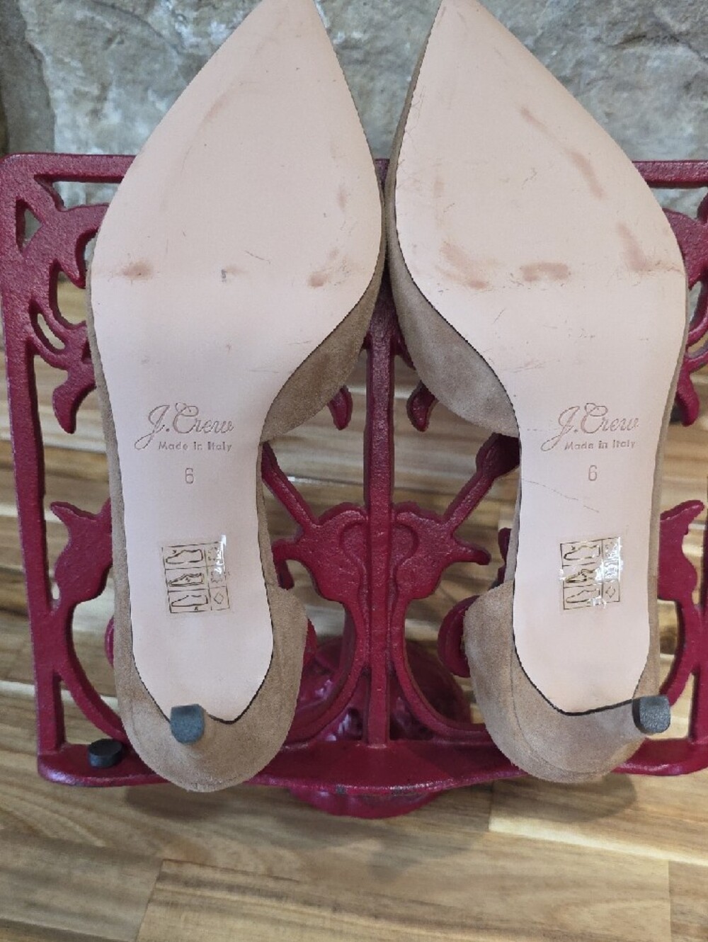 J.Crew Lucie Suede D'Orsay Pointed Toe Pumps Ashen Brown Tan Heel Size 6 - Picture 2 of 9